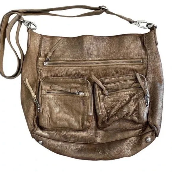 All Saints Rustic Metallic Gold Leather Slouchy Leather Hobo Bag - Picture 1 of 10